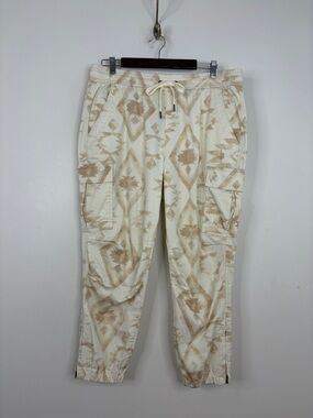 Polo Ralph Lauren Pants Womens Large Beige Cotton Stretch Southwestern Joggers